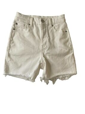 American Eagle Curvy Hi Rise Shortie Stretch Raw Hem White Shorts Size 0